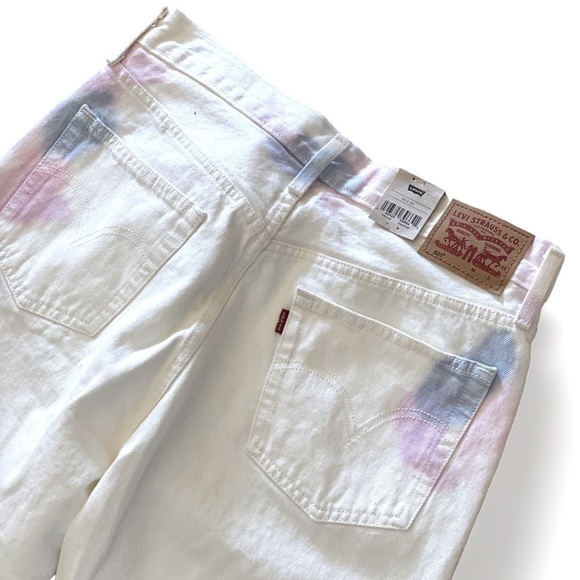NWT LEVIS Strauss 501 Button Fly High Waist Straight Jean 30x 30 White …Hippie - Picture 9 of 16